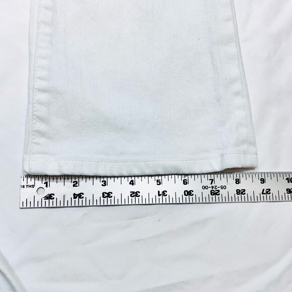 Tory Burch Mid Rise Flare Leg Jeans Women Size 26W x 29L White Cotton Blend Used - Picture 7 of 10